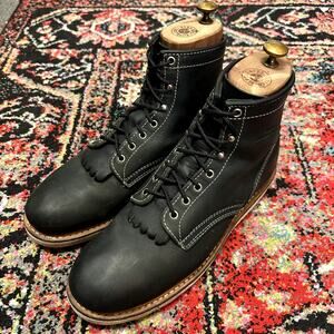 VERY GOOD White's Millwood 6" Work Boots Black Vibram Christy Wedge Sole 12.5 D
